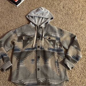 Staccato Gray and Cream western Hooded shacket